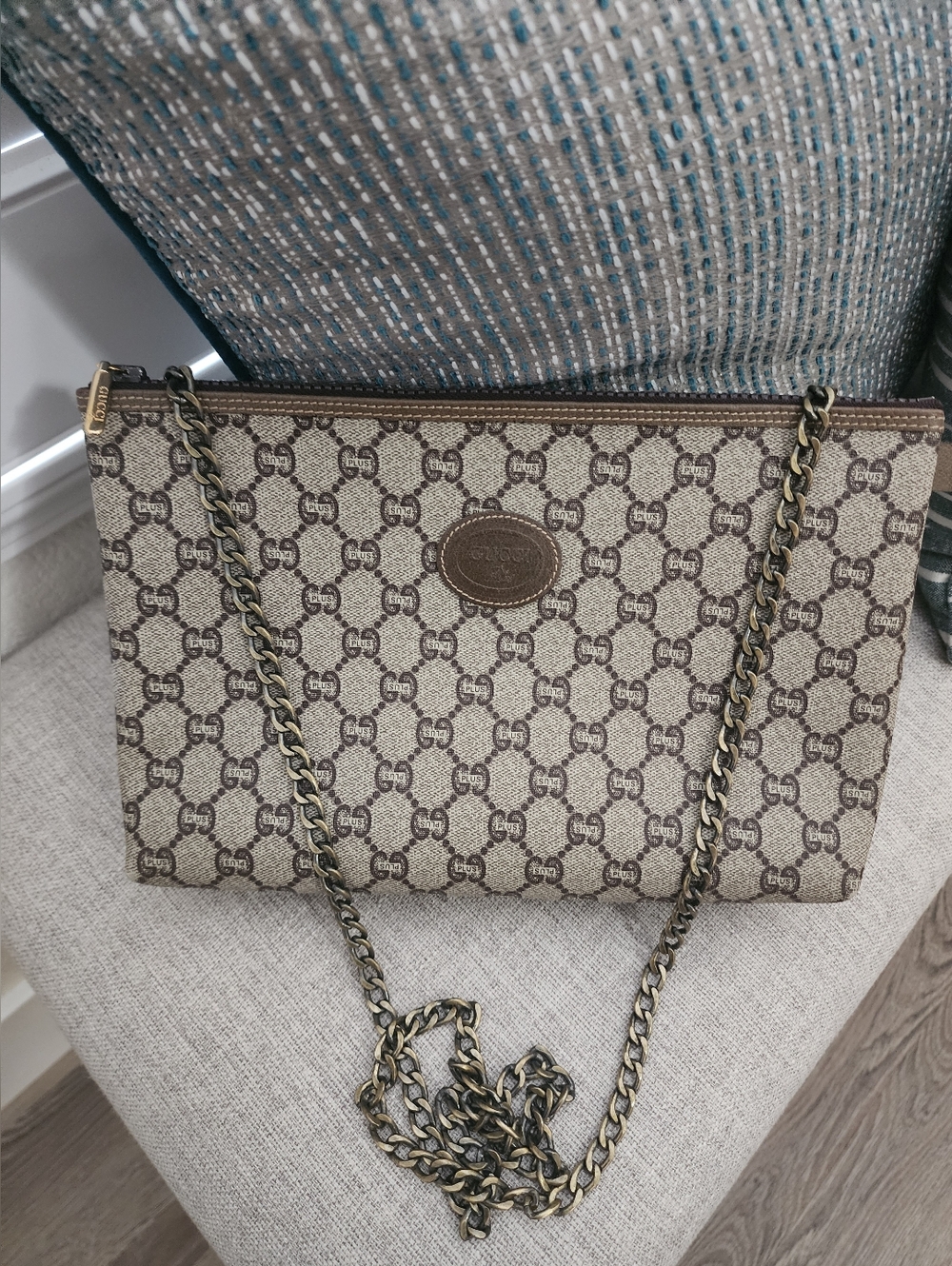 Gucci Plus Vintage Beige/Brown GG Coated Canvas Chain Crossbody  Bag